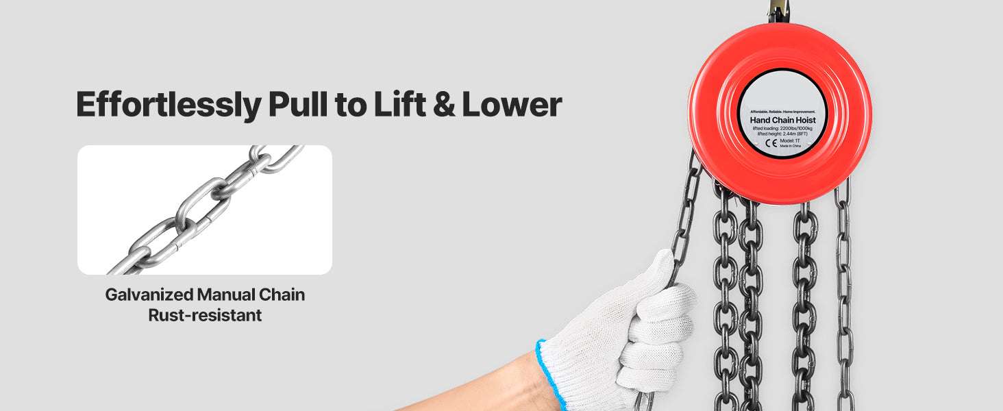 Manual Chain Hoist 1T/2T with 8–20 ft Lift for Garage & Warehouse-1T 8FT / Poland