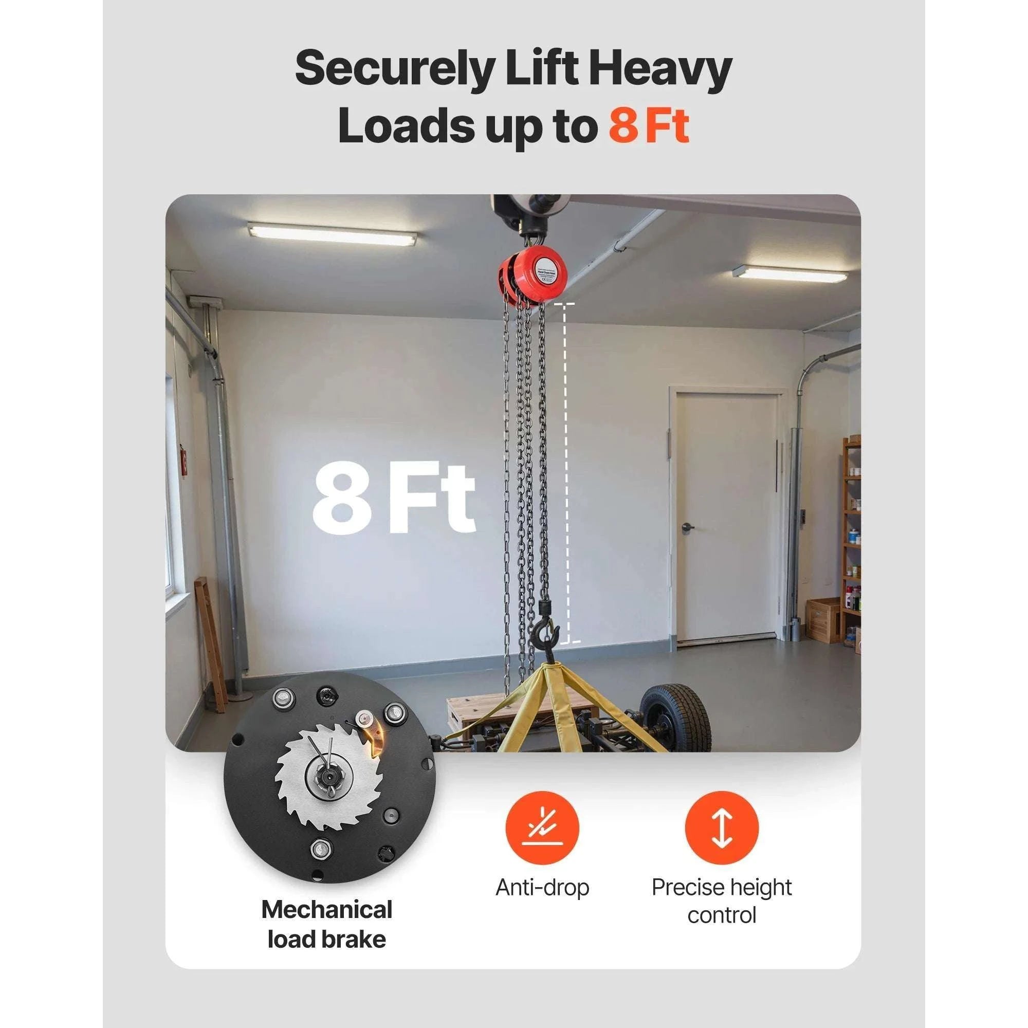 Manual Chain Hoist 1T/2T with 8–20 ft Lift for Garage & Warehouse-1T 8FT / Poland