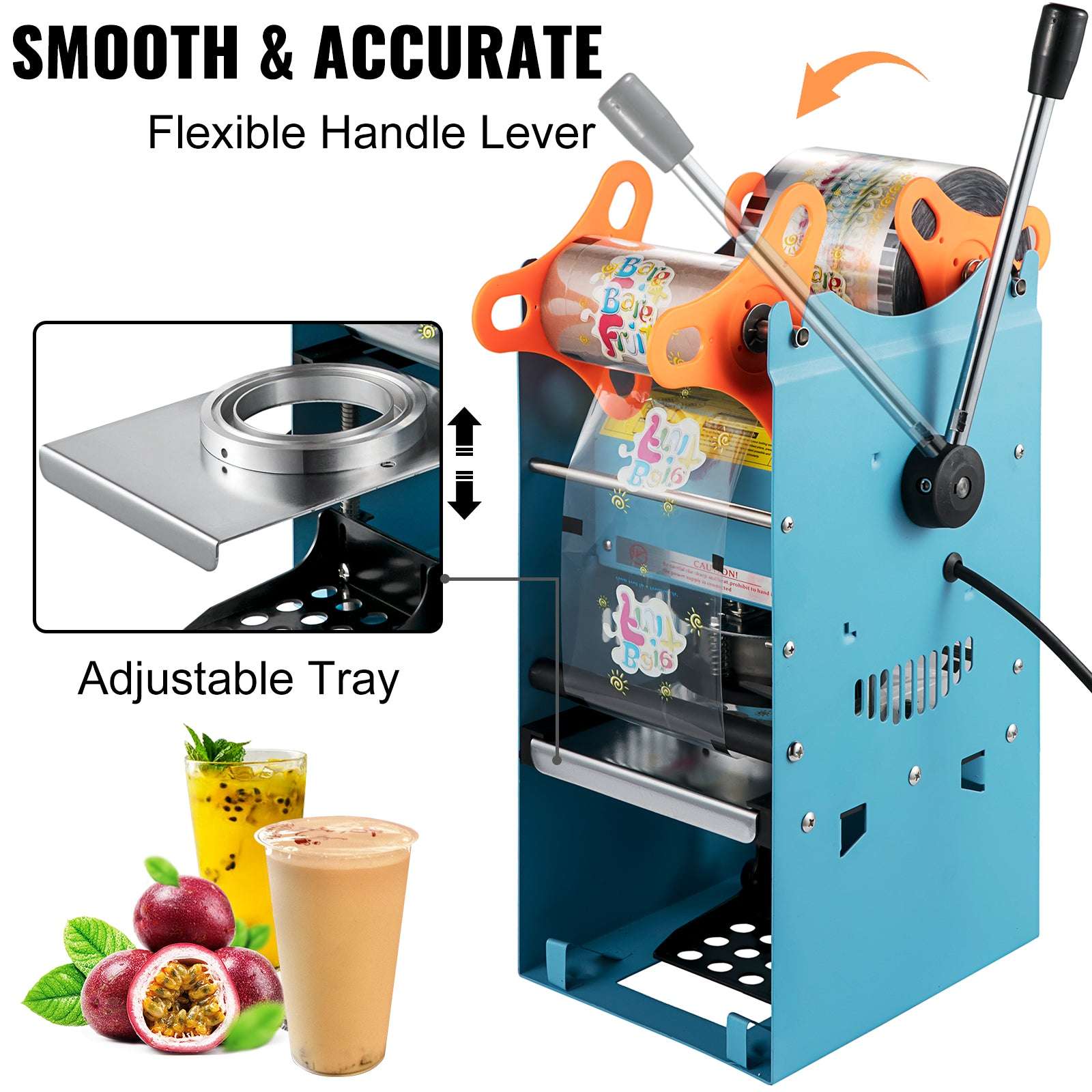 Manual Cup Sealer Machine 300–500 Cups/Hour for 90/95mm Cups-Blue / United States