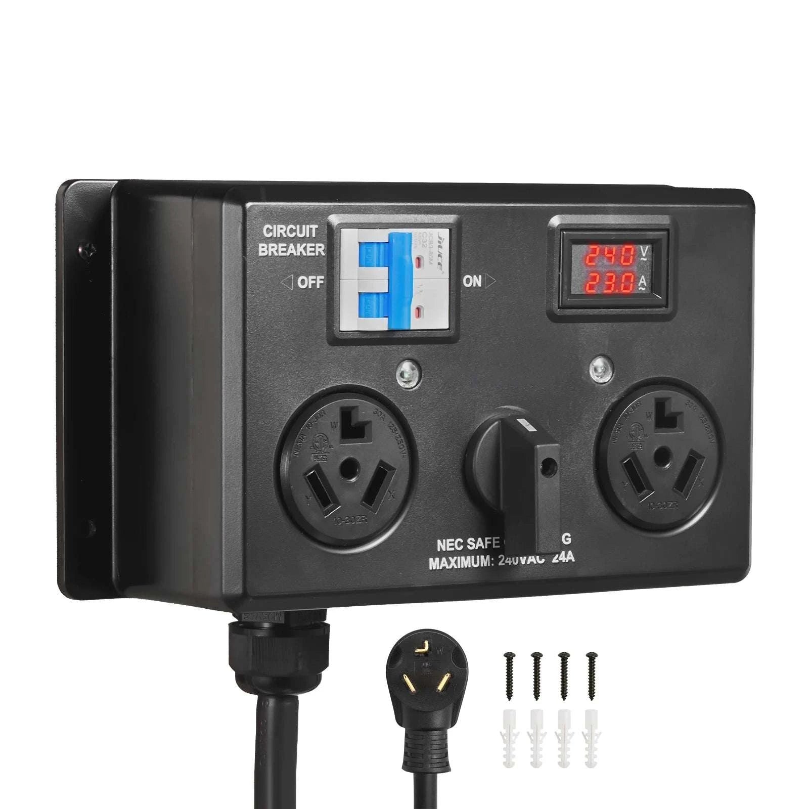 Manual EV Charging Switch Splitter 240V 24A for Dryer & EV-NEMA 14-30 and 14-50 / United States