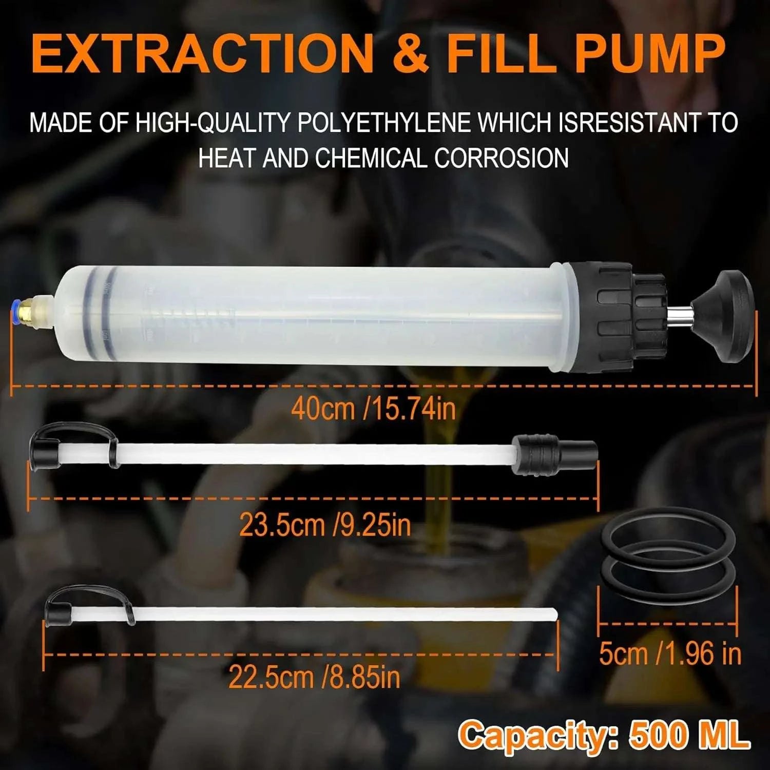 Manual Fluid Extractor Pump with Hose for Oil, Fuel & Liquid Transfer-500CC