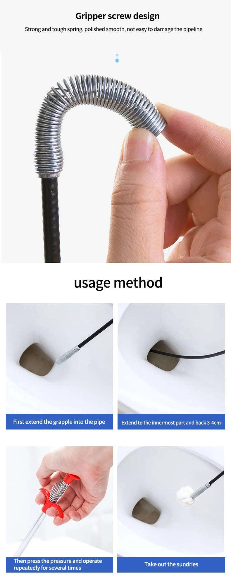 Manual Four-Claw Drain Cleaner Tool 60cm-Default Title