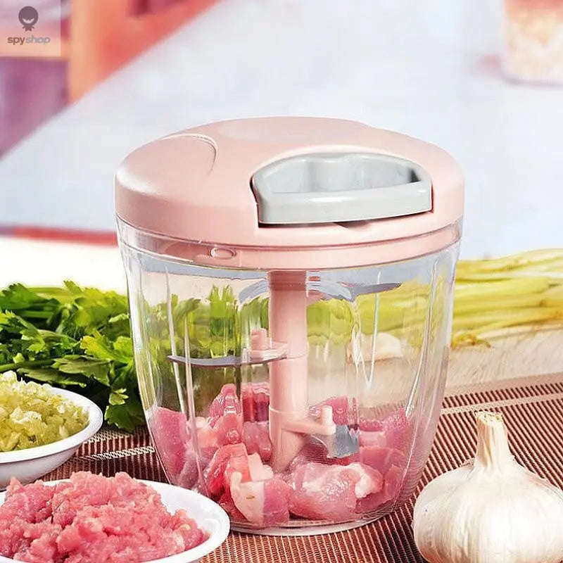 Manual Garlic Press and Meat Mincer for Faster Prep-500ml-Pink
