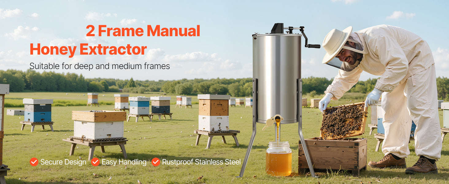 Manual Honey Extractor with Transparent Lid and Adjustable Stand-6 frames / Poland