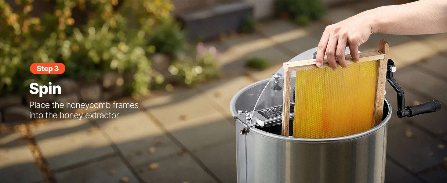 Manual Honey Extractor with Transparent Lid and Adjustable Stand-6 frames / Poland