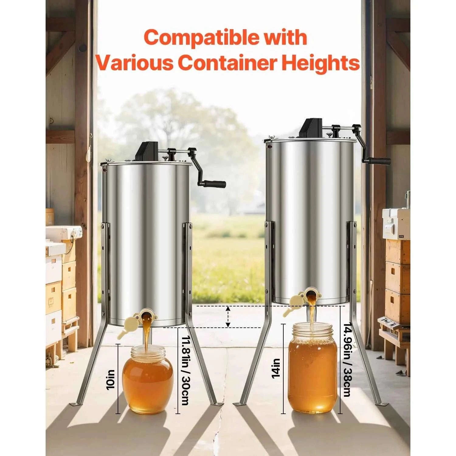 Manual Honey Extractor with Transparent Lid and Adjustable Stand-6 frames / Poland