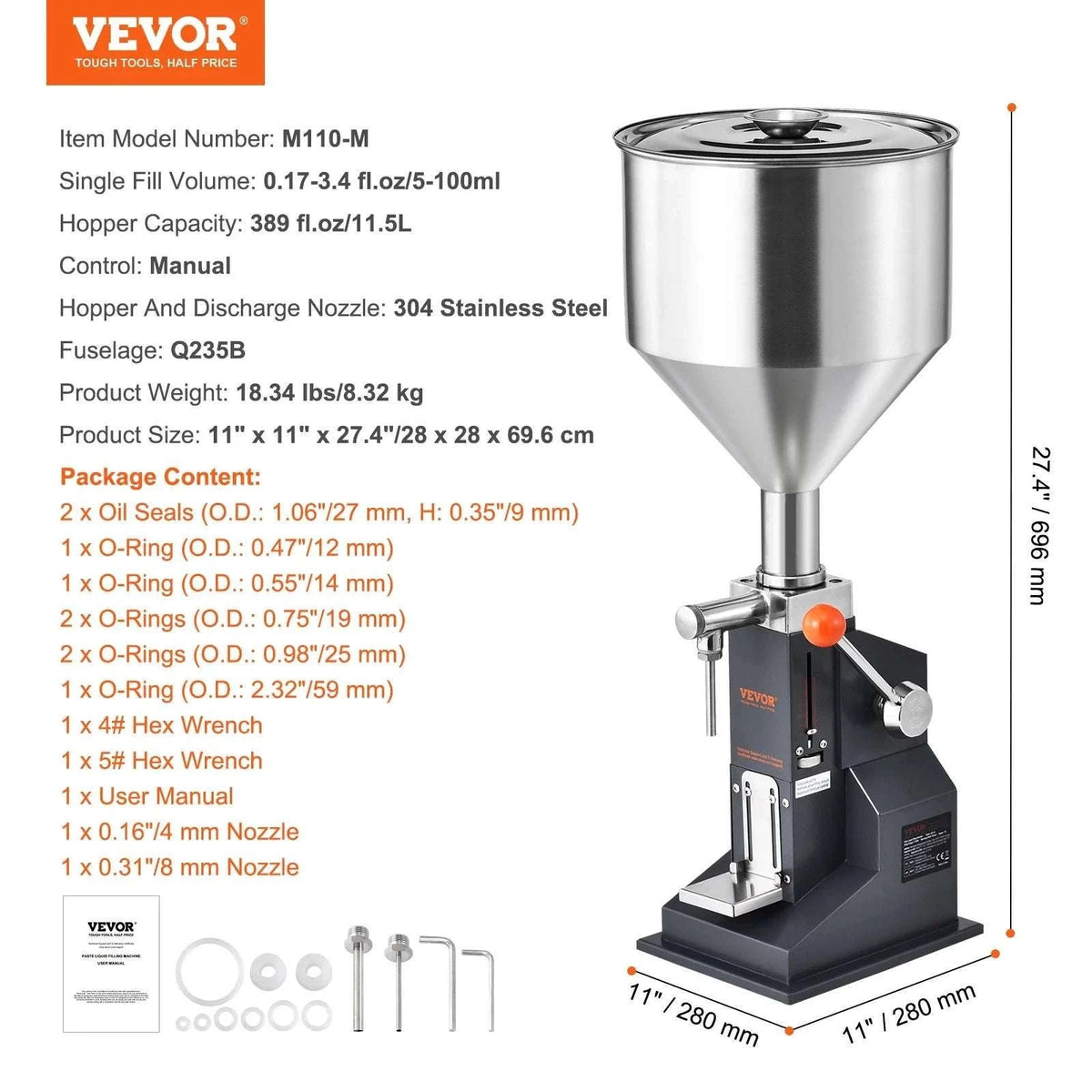 Manual Liquid Filling Machine 5–100ml Adjustable Bottle Filler-5-100ml