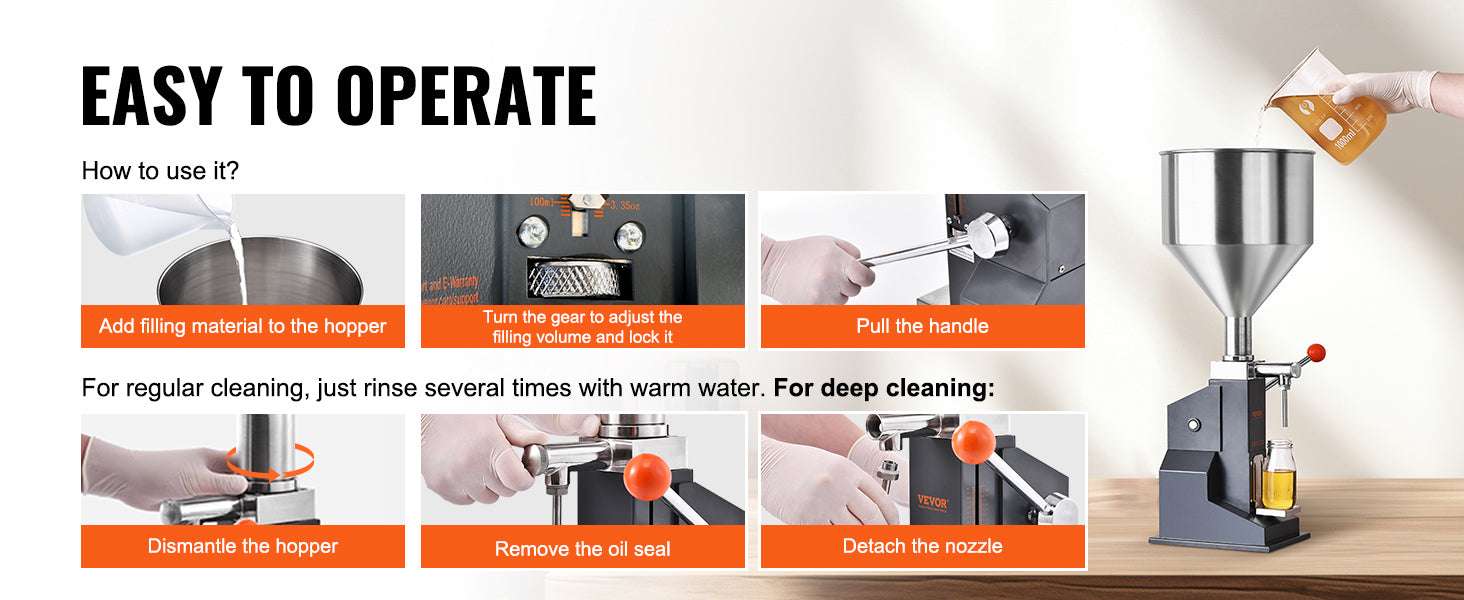 Manual Liquid Filling Machine 5-100ml Adjustable Bottle Filler-