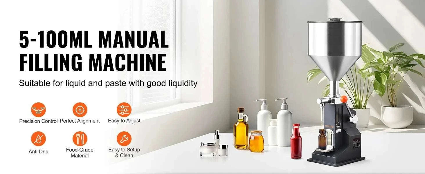 Manual Liquid Filling Machine 5-100ml Adjustable Bottle Filler-