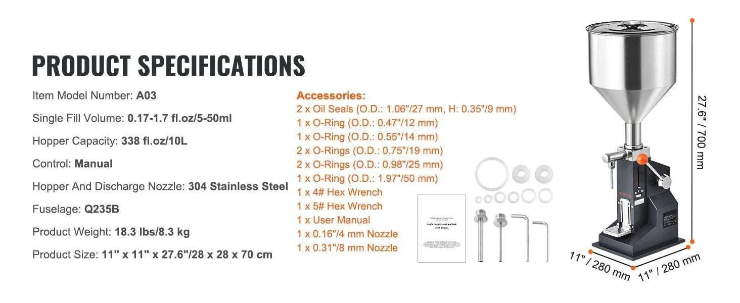 Manual Liquid Filling Machine 5–50ml Precision Bottle Filler-Manual 5-100ml / GERMANY