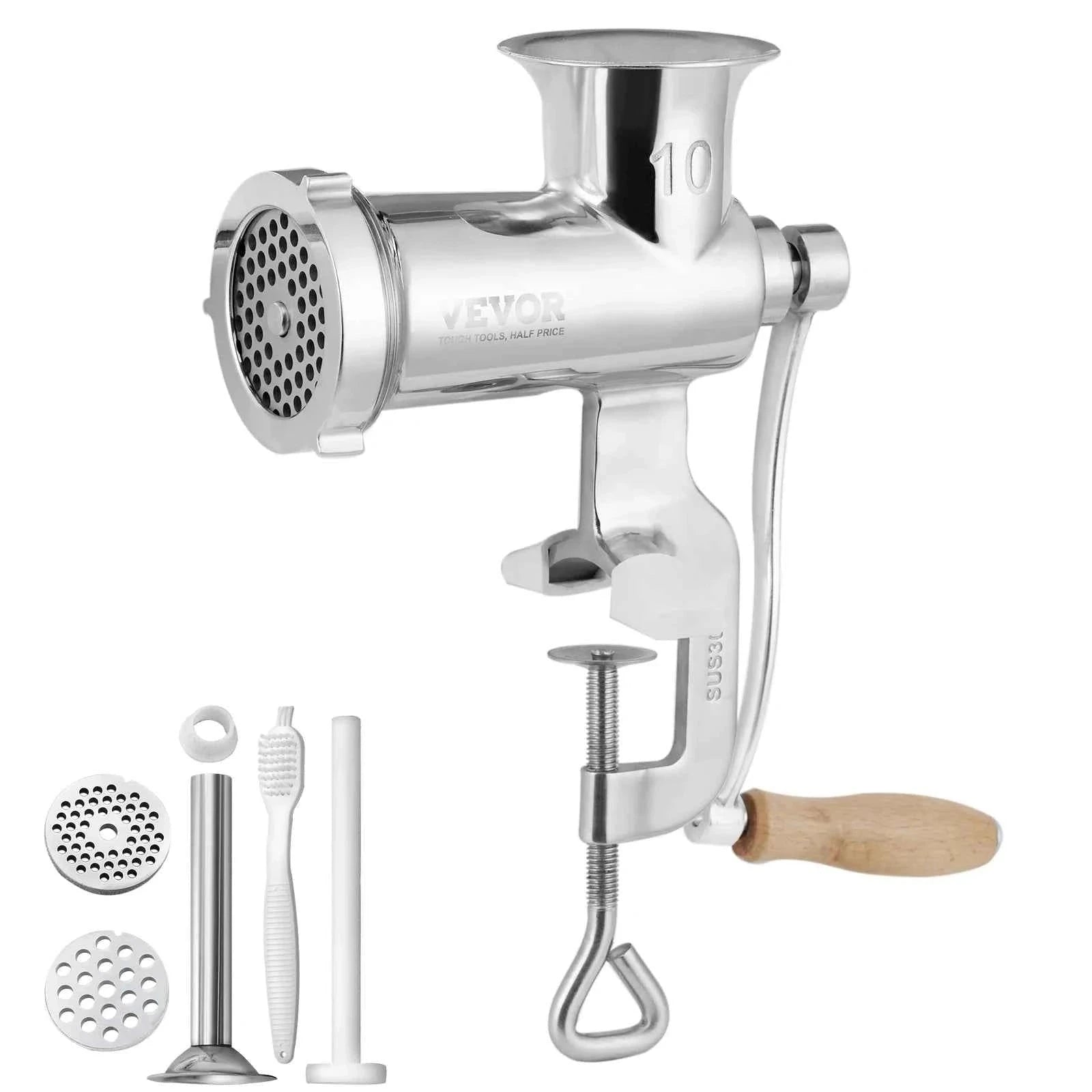 Manual Meat Grinder Stainless Steel Hand Grinder with Table Clamp and Sausage Maker-CZECH REPUBLIC