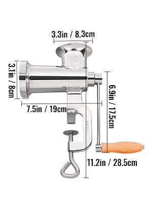 Manual Meat Grinder Stainless Steel with Clamp & Sausage Maker-CZECH REPUBLIC