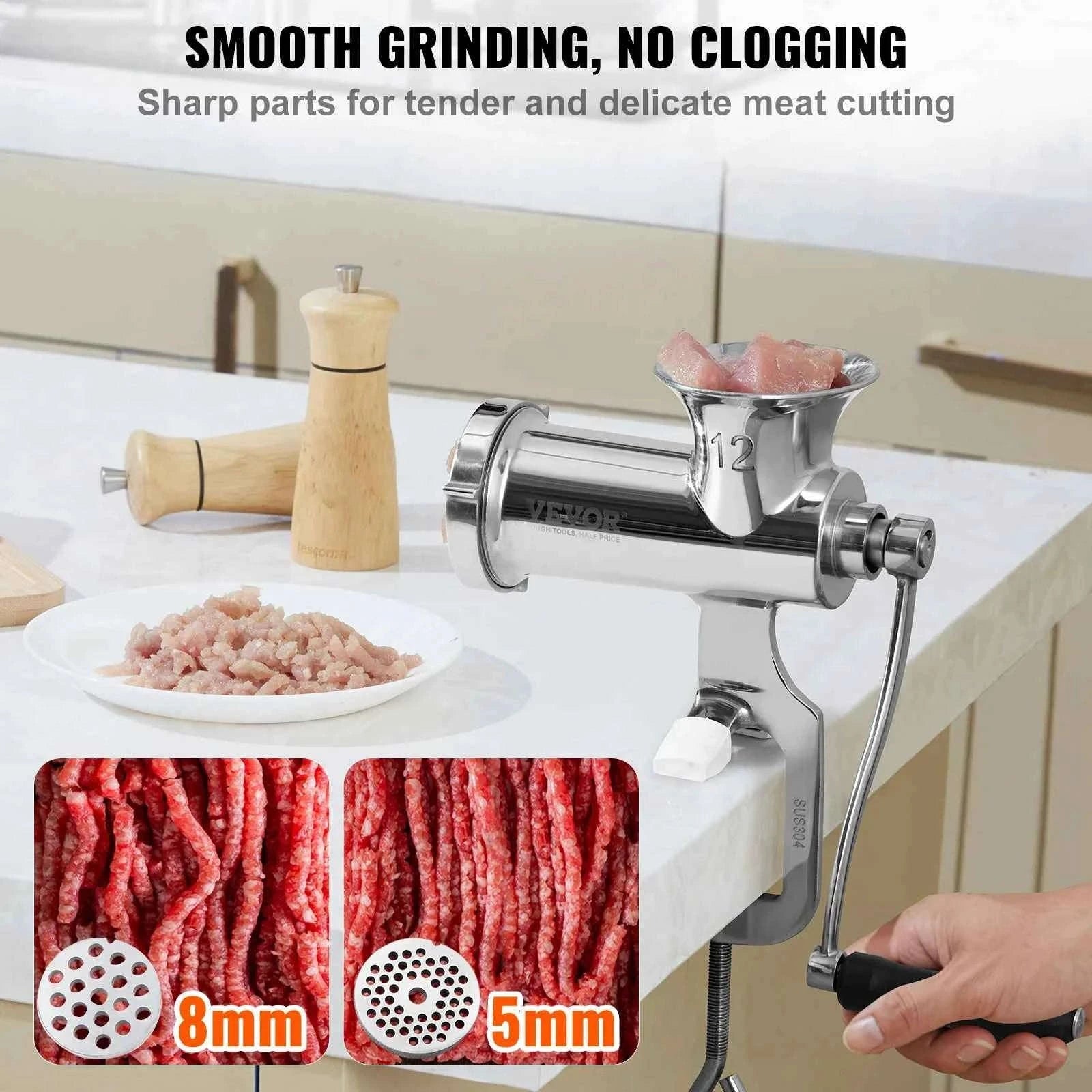 Manual Meat Grinder with Steel Table Clamp-Germany