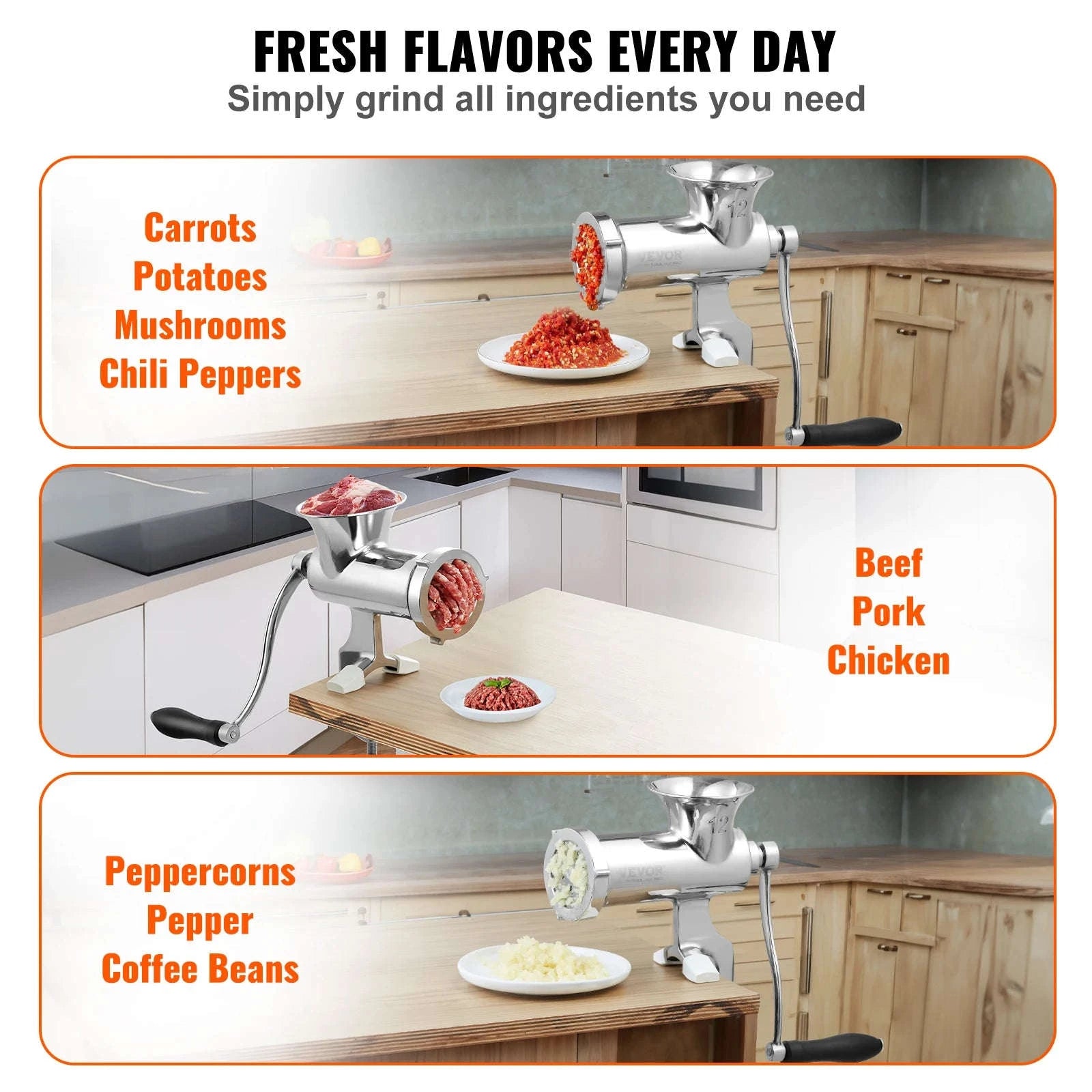 Manual Meat Grinder with Steel Table Clamp-Germany