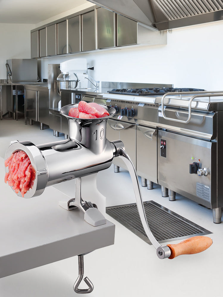 Manual Meat Grinder Stainless Steel with Clamp & Sausage Maker
