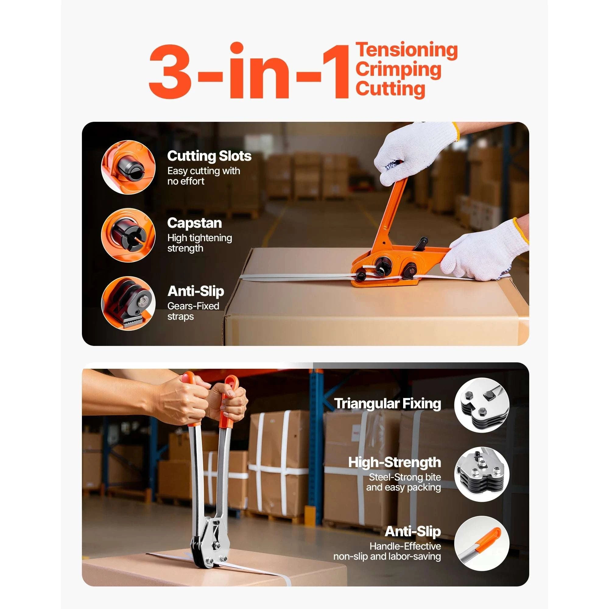 Manual Pallet Strapping Kit with 3200ft PP Band & 1000 Seals-3200ft Band / United States