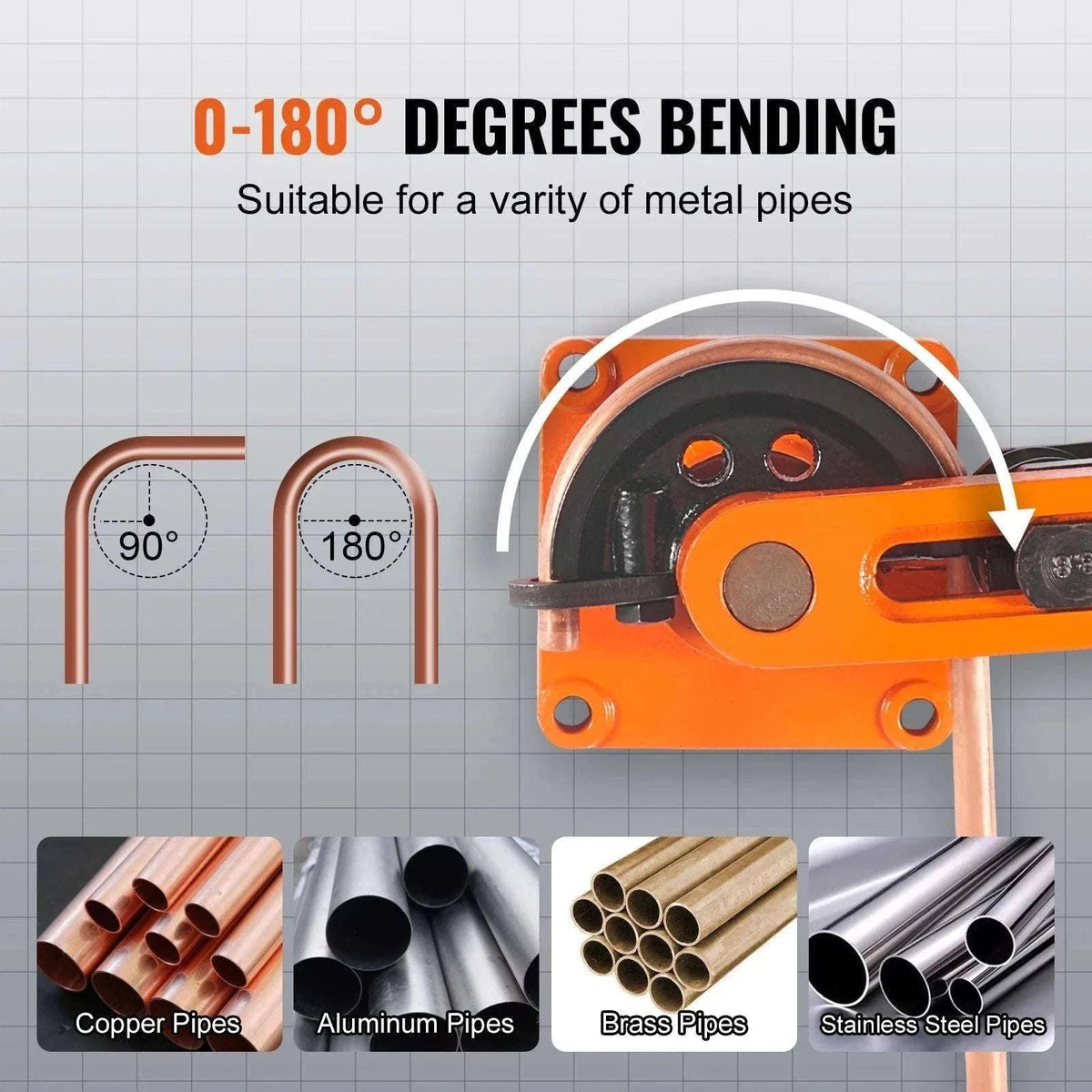 Manual Pipe Bender Tool with 7 Dies for 3/8"–1" Metal Tubing-United States