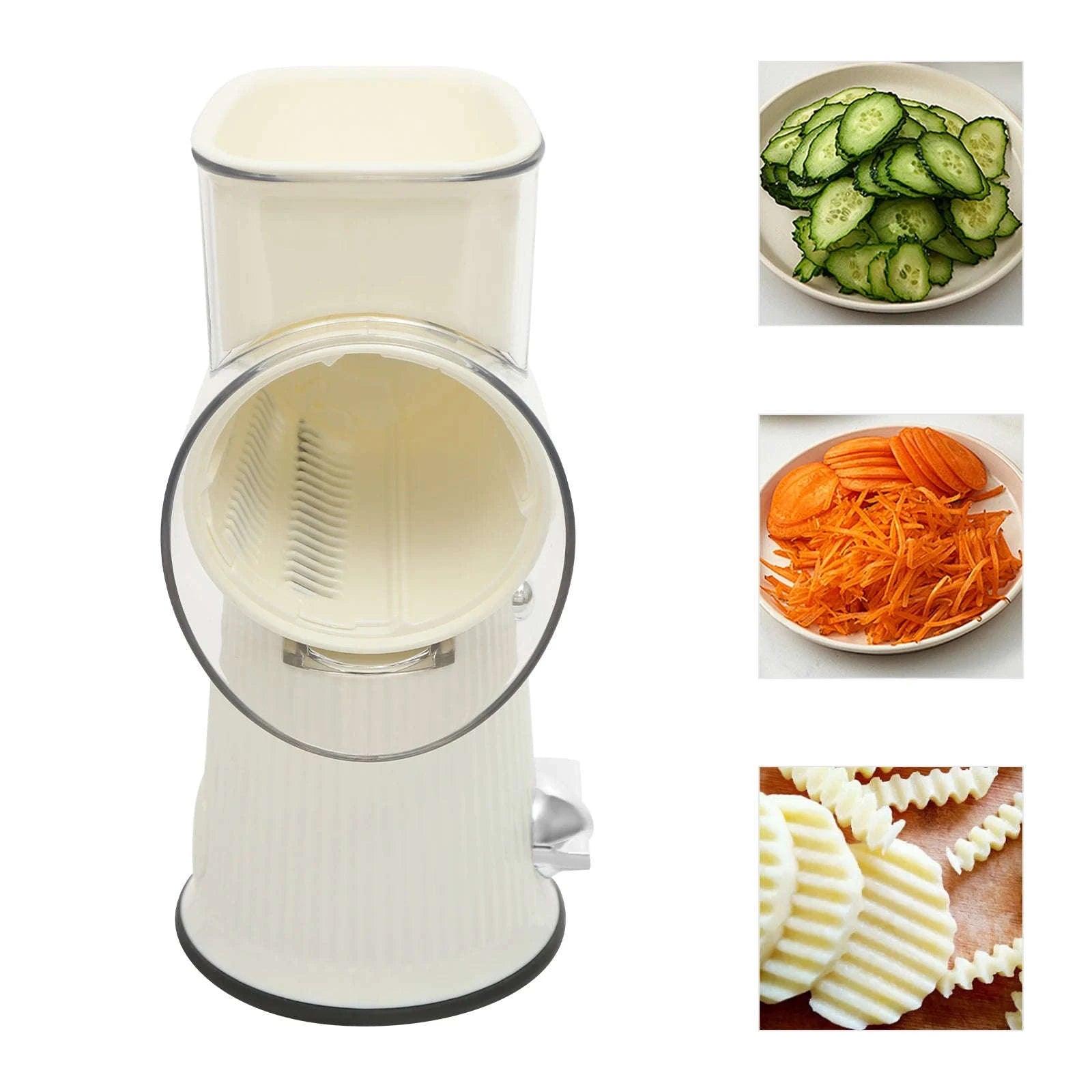 Manual Rotary Cheese and Vegetable Slicer with 5 Blades-United States