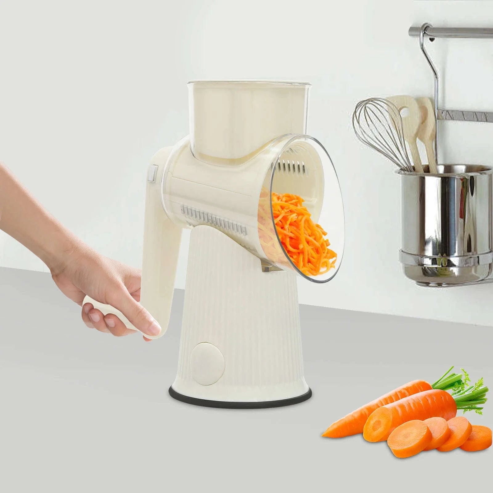 Manual Rotary Cheese and Vegetable Slicer with 5 Blades-United States