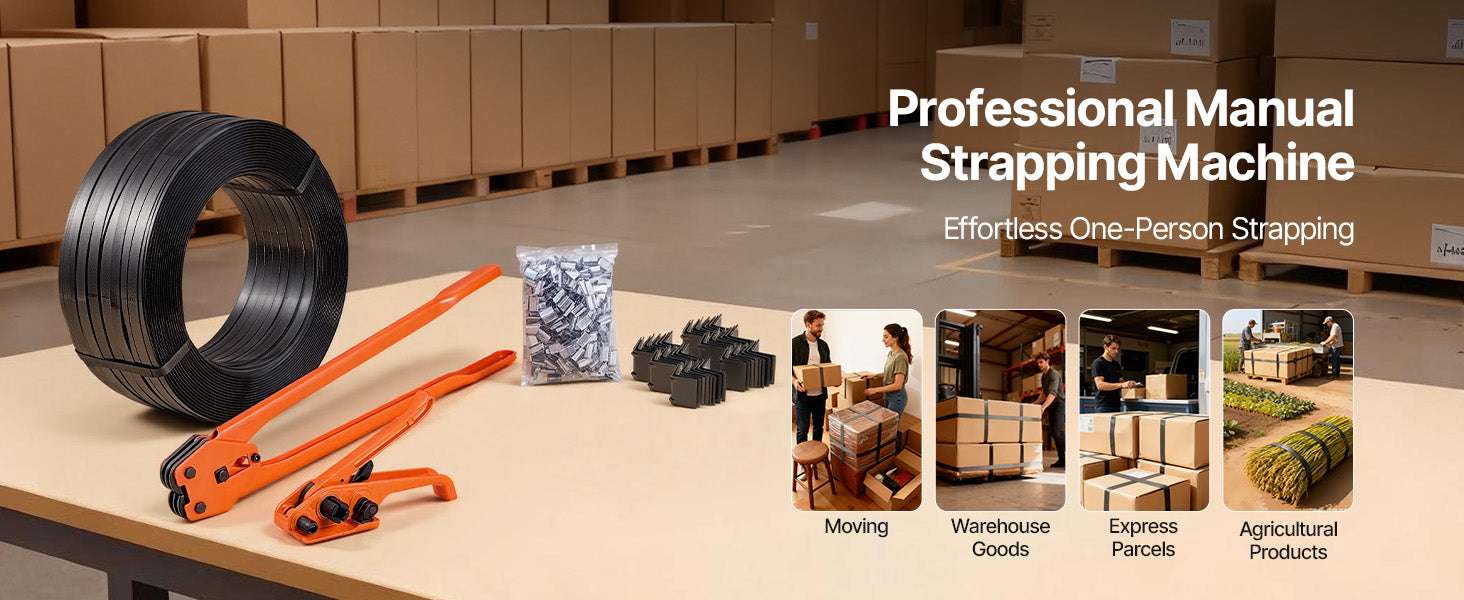 Manual Strapping Kit with 2000ft PET Band & Sealer Tool Set-2000ft Band / United States