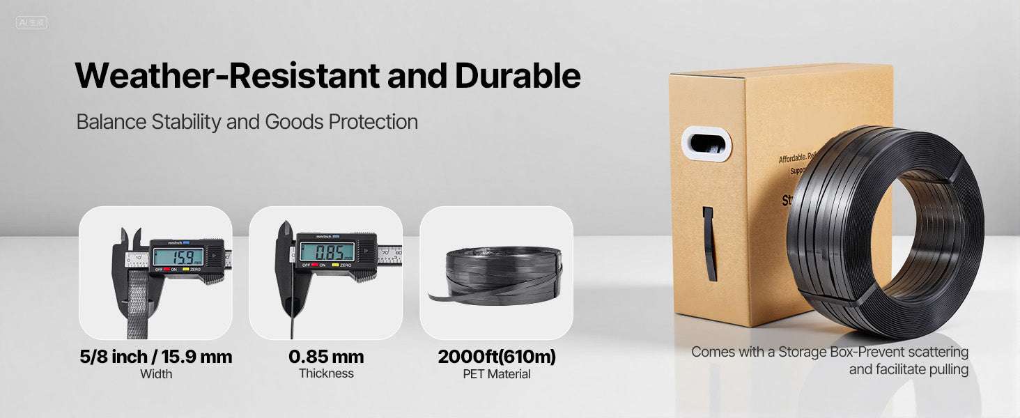 Manual Strapping Kit with 2000ft PET Band & Sealer Tool Set-2000ft Band / United States
