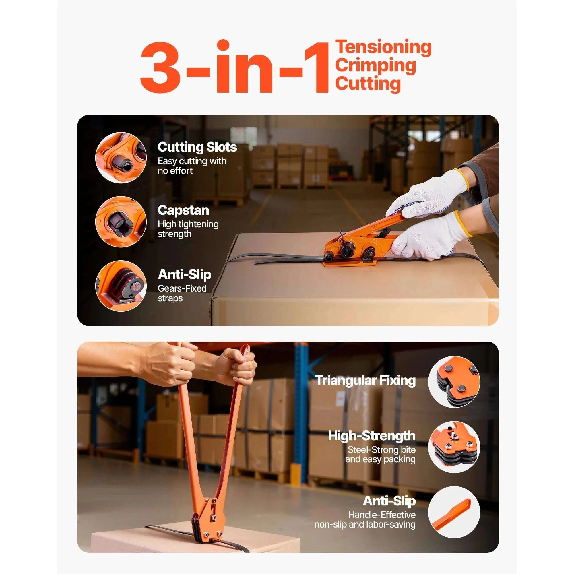Manual Strapping Kit with 2000ft PET Band & Sealer Tool Set-2000ft Band / United States