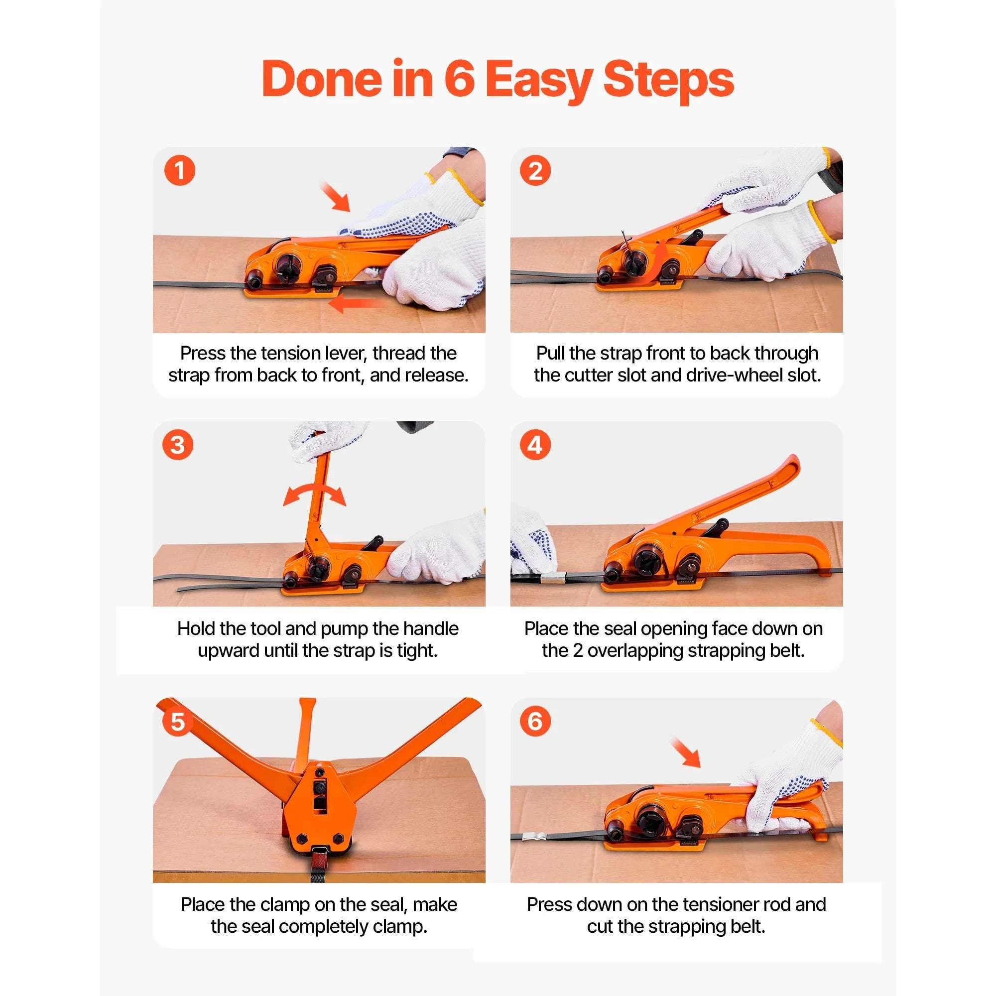 Manual Strapping Kit with 2000ft PET Band & Sealer Tool Set-2000ft Band / United States
