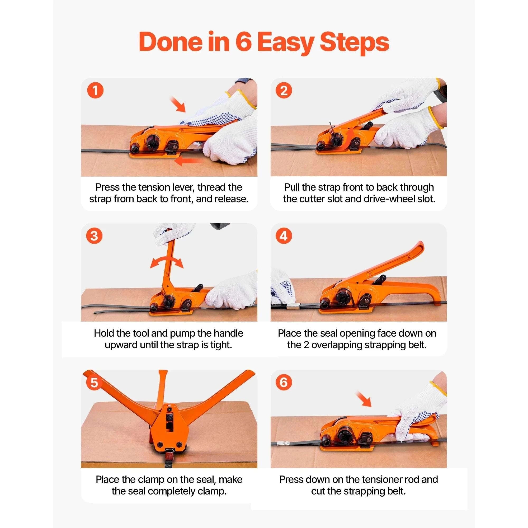 Manual Strapping Kit with 2000ft PET Band & Sealer Tool Set-2000ft Band / United States