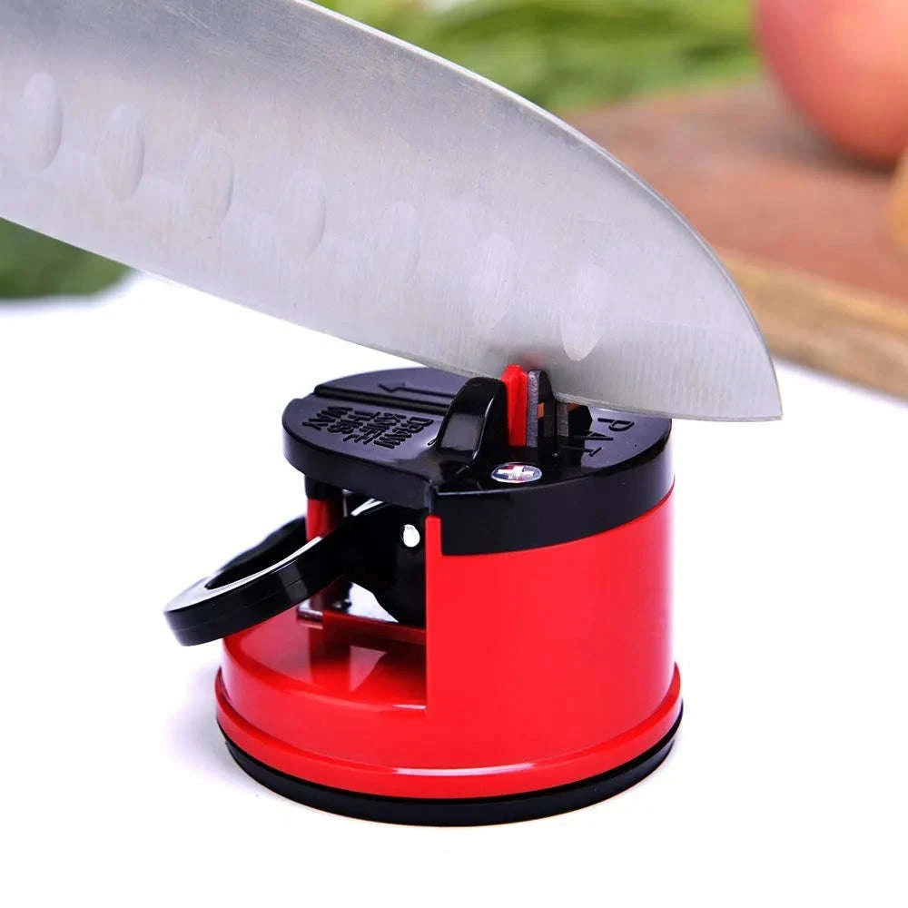 Manual Suction Knife Sharpener for Easy, Safe Blade Sharpening-Red / M