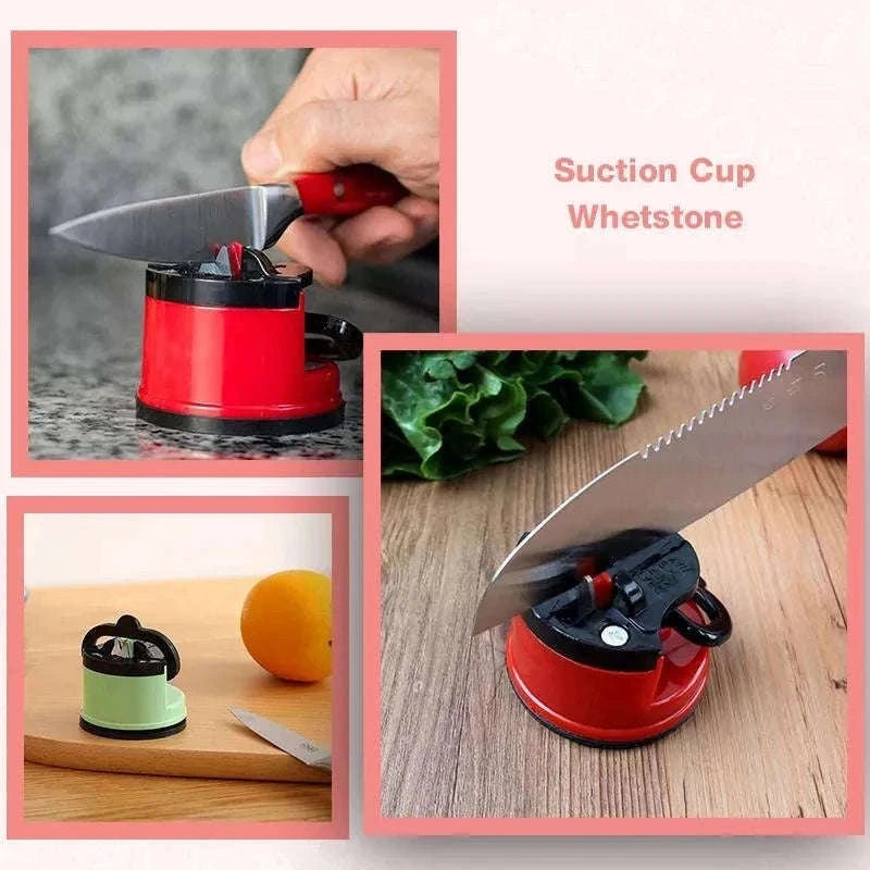 Manual Suction Knife Sharpener for Fast, Safe Blade Control-Red / M