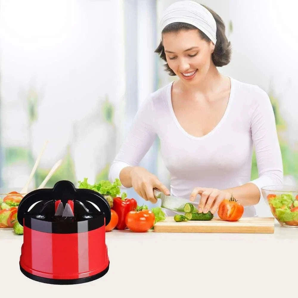 Manual Suction Knife Sharpener for Fast, Safe Blade Control-Red / M