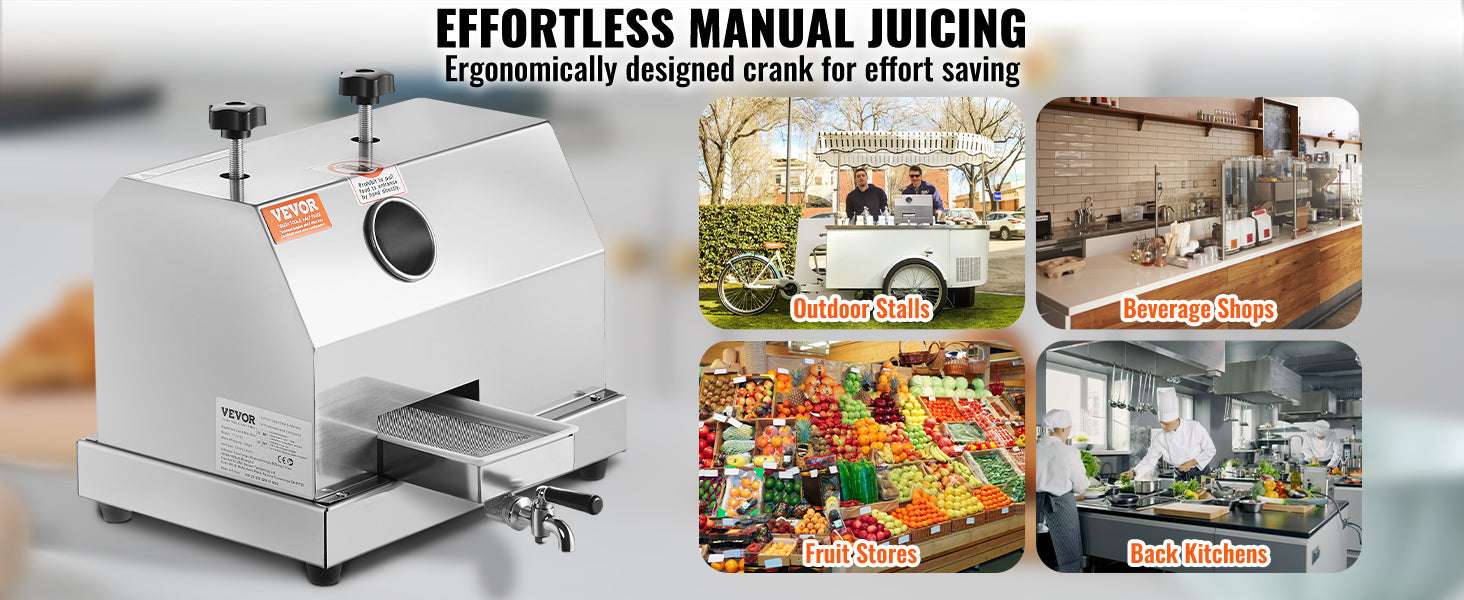 Manual Sugar Cane Juicer 110LBS/H High Output with 3 Rollers-16.5in / spain