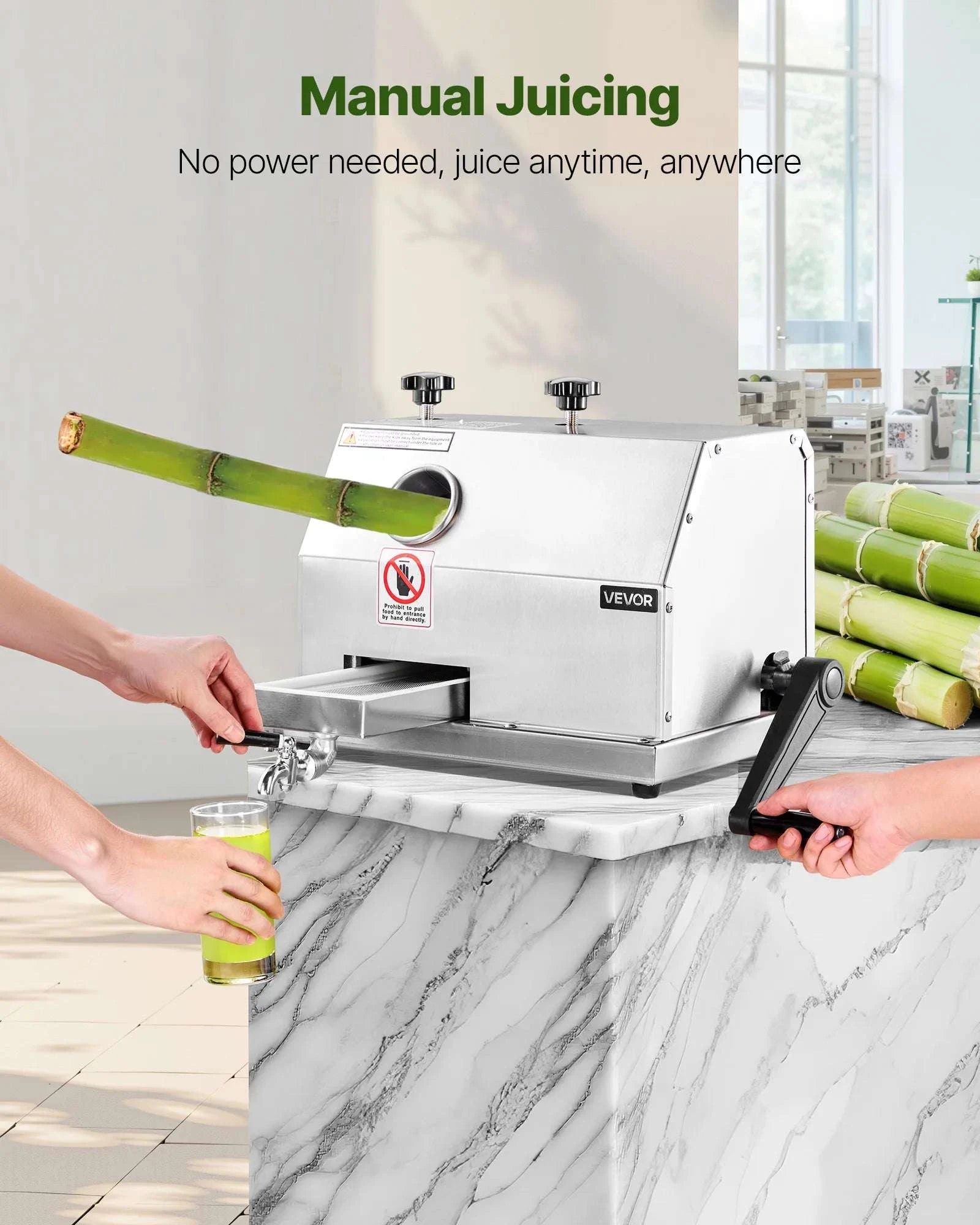 Manual Sugar Cane Juicer with 3 Stainless Steel Rollers-france / 110V