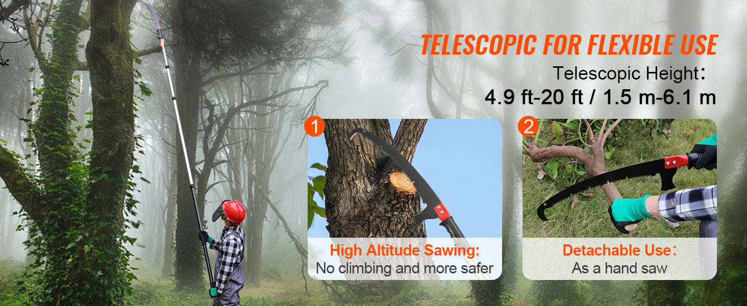 Manual Telescopic Pole Saw Tree Pruner-6m Double Hooks / Germany