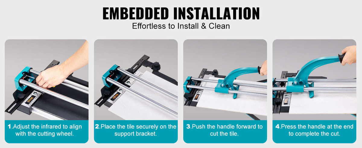 Manual Tile Cutter for Porcelain and Ceramic Tiles with Tungsten Carbide Cutting Wheel and Infrared Positioning-1.2mDoubleRails / Poland