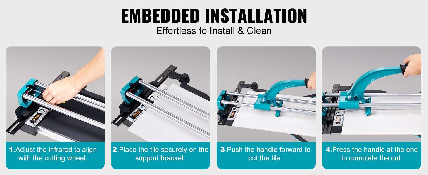 Manual Tile Cutter with Laser Guide & Support Feet for Precise Cuts-31inch / United States