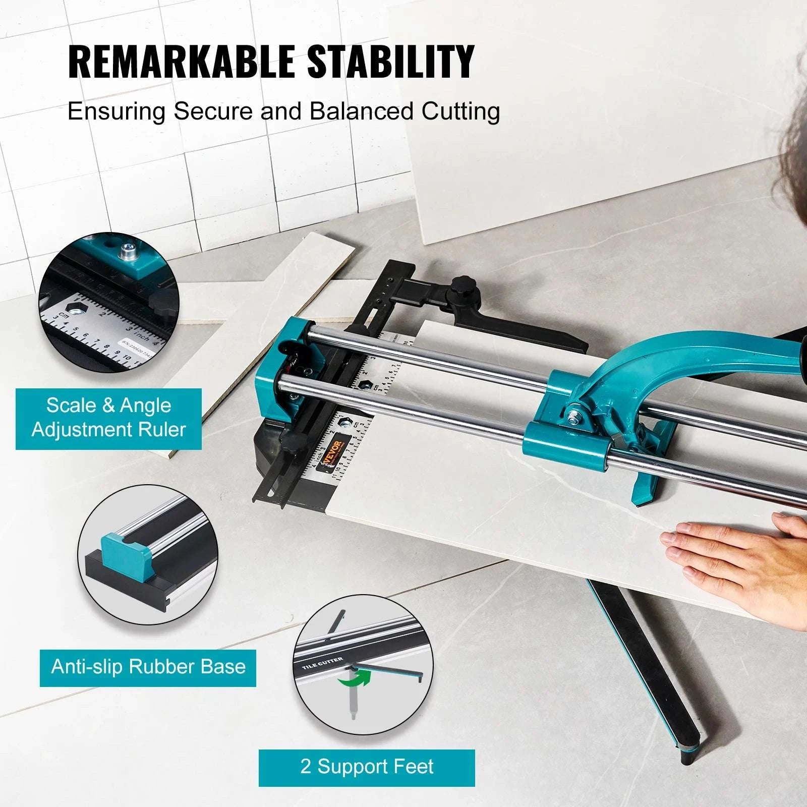 Manual Tile Cutter with Laser Guide & Support Feet for Precise Cuts-31inch / United States