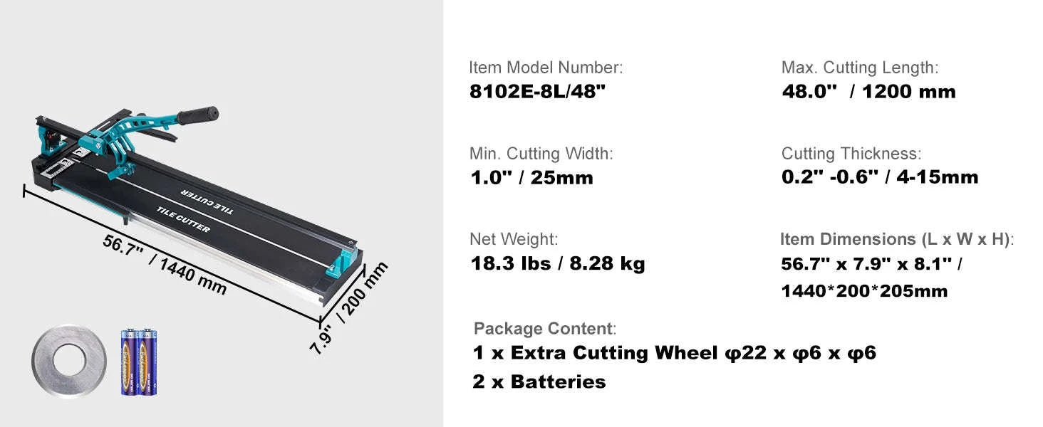 Manual Tile Cutter with Laser Positioning and Support Feet-france