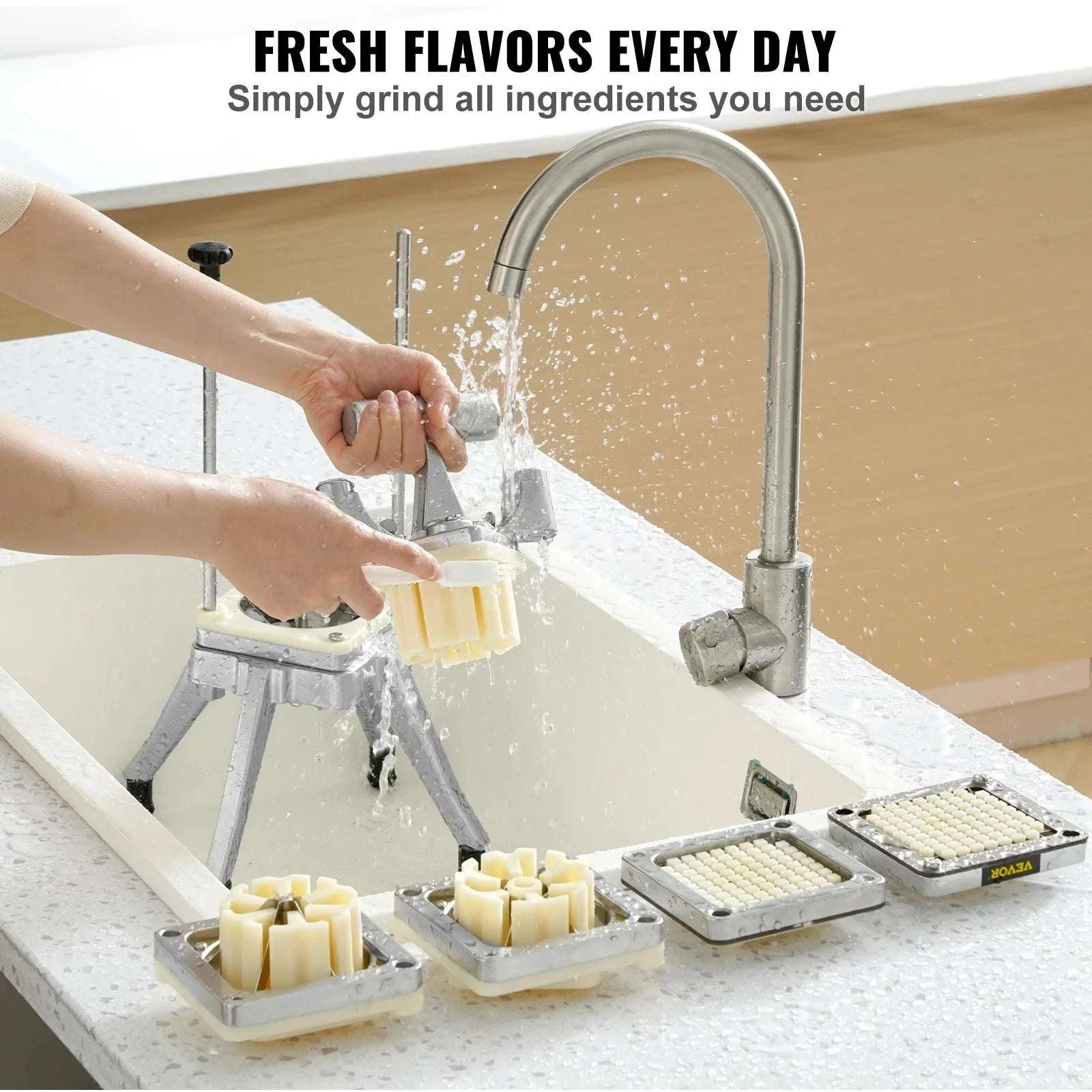 Manual Vegetable Chopper with 4 Blades and Stable Base-United States