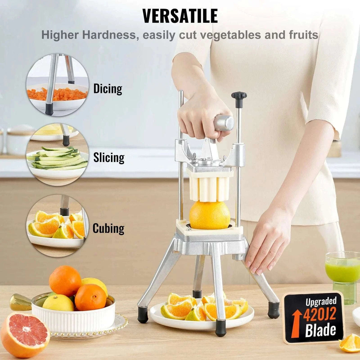 Manual Vegetable Chopper with 4 Blades and Stable Base-United States