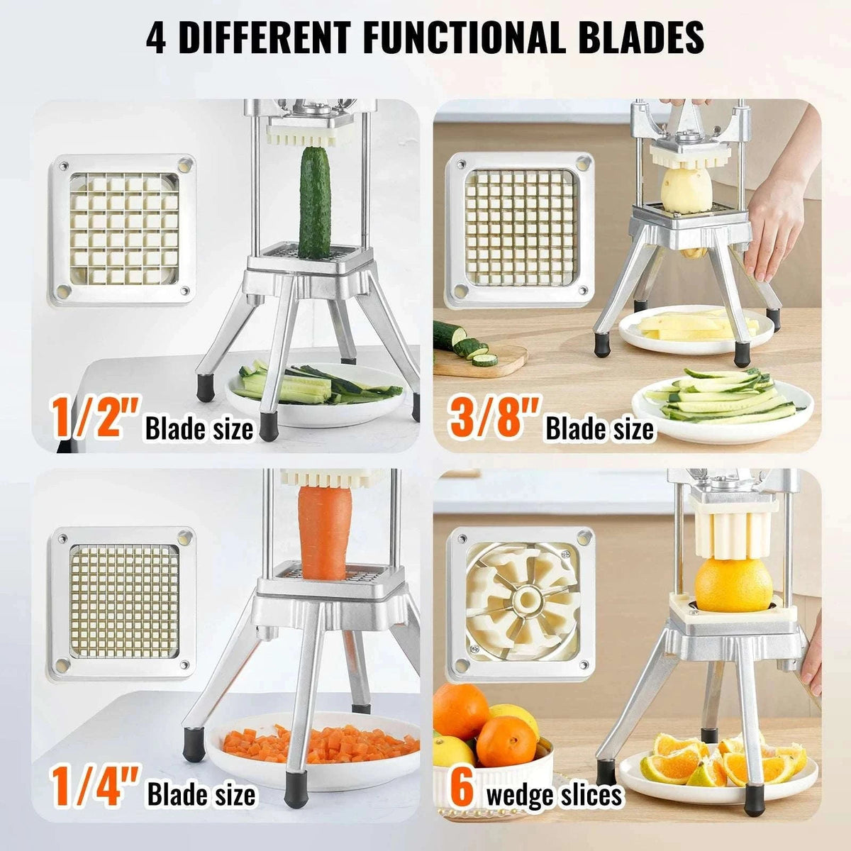 Manual Vegetable Chopper with 4 Blades and Stable Base-United States