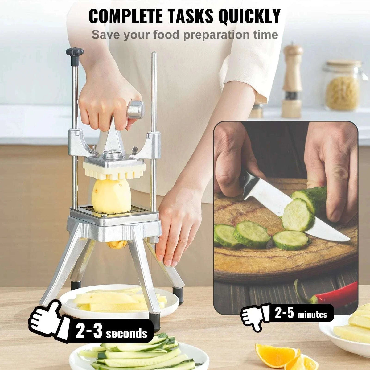 Manual Vegetable Chopper with 4 Blades and Stable Base-United States