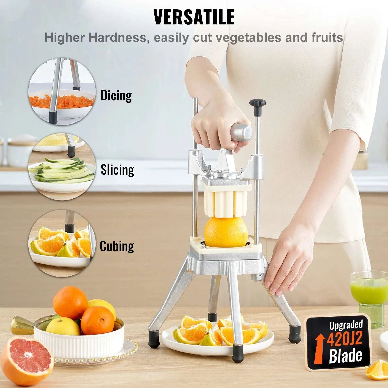 Manual Vegetable Chopper with 4 Blades and Stable Base-United States