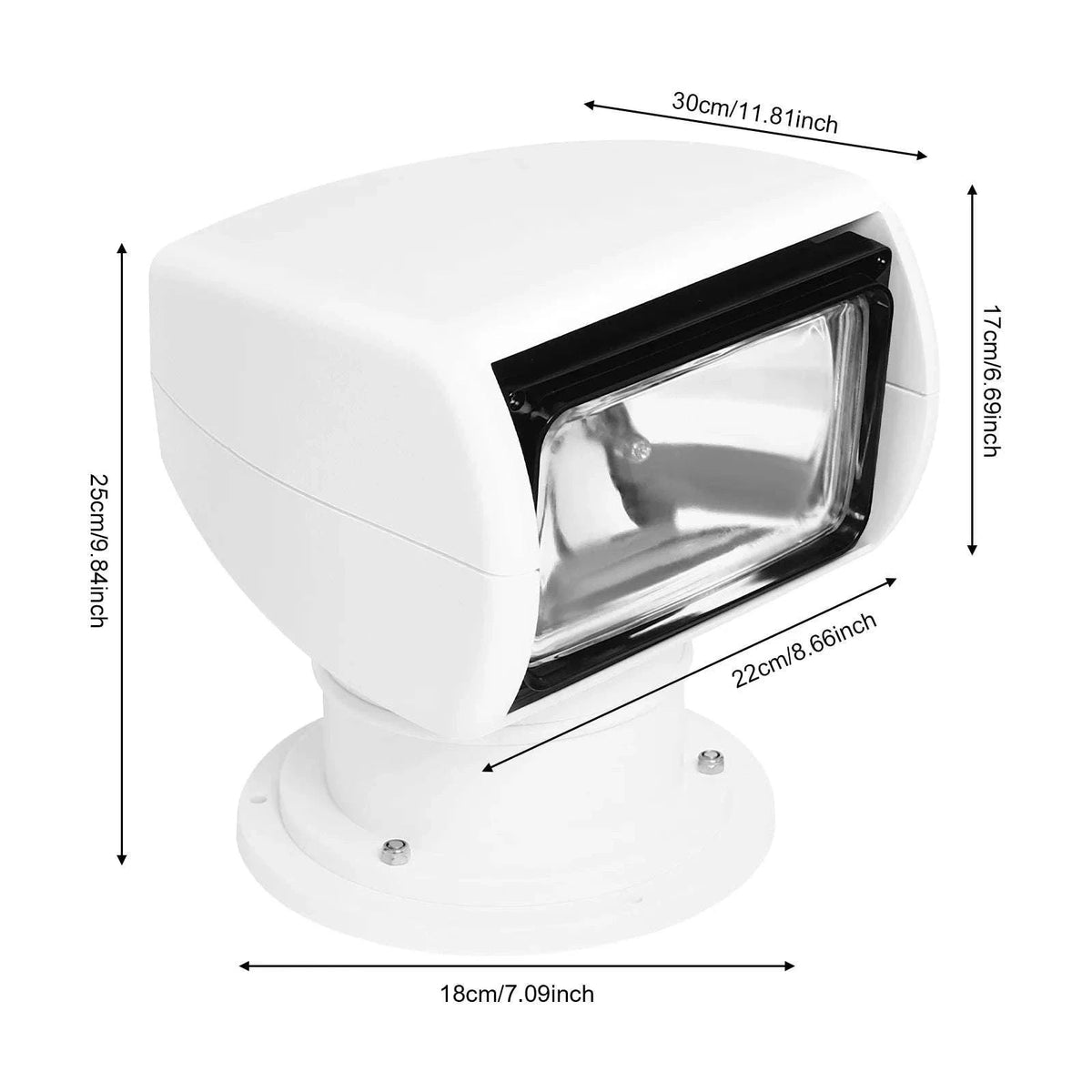 Marine Searchlight Remote Control 12V 100W Waterproof White 360 Rotatable-United States