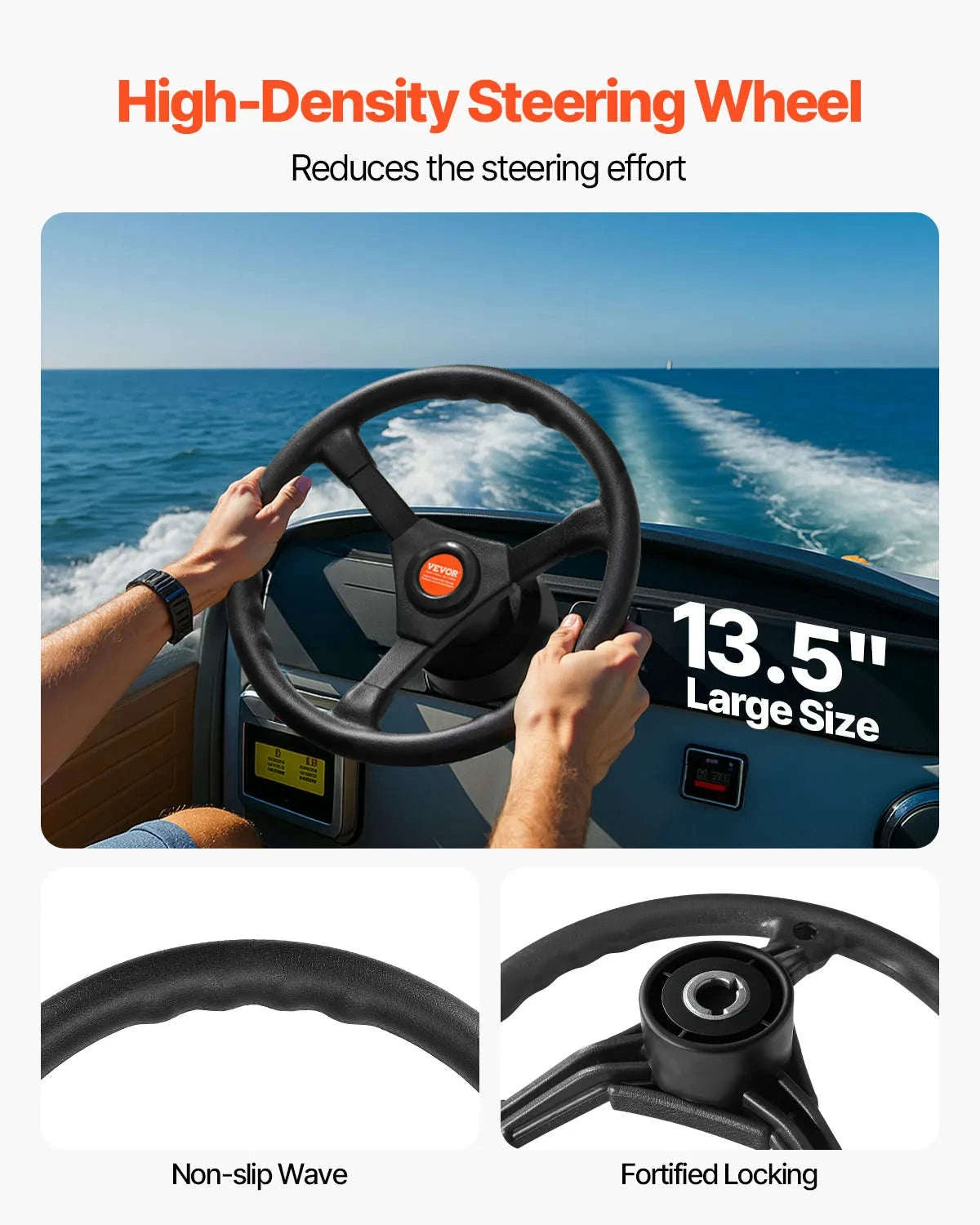 Marine Steering System Rotary Wheel with 12 ft Cable-12 FT Cable / United States