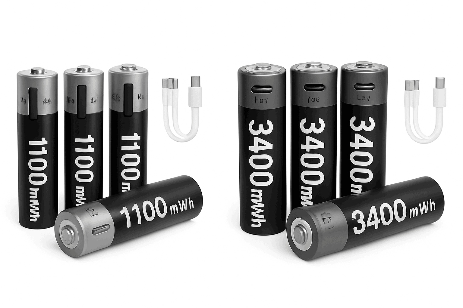 MATOV USB Rechargeable AA & AAA Li-ion Batteries-USB AA 3400mWh 2PC / 1.5V