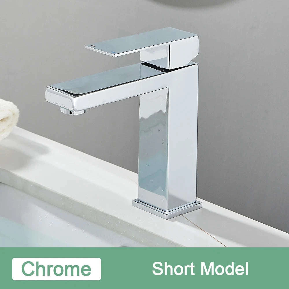 Matte Black Bathroom Basin Faucet with Gold Accents-Brush Nickel Short / brazil