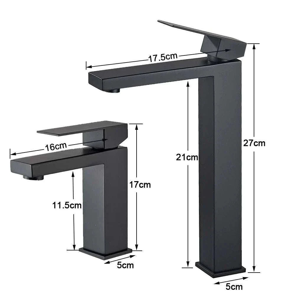 Matte Black Bathroom Faucet with Gold Accents-Brush Nickel Short / China Mainland
