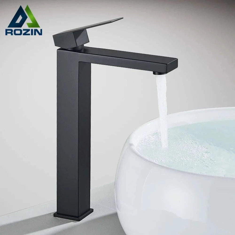 Matte Black Bathroom Faucet with Gold Accents for Modern Sink Spaces-Brush Nickel Short / China Mainland