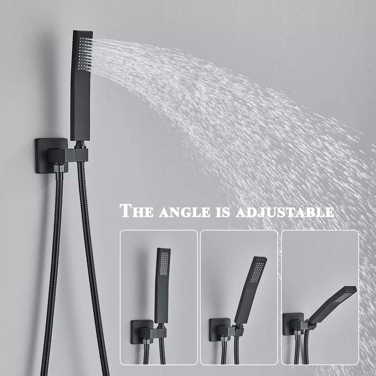 Matte Black Wall Mount Bathroom Shower Faucet-8 inch type A / United States